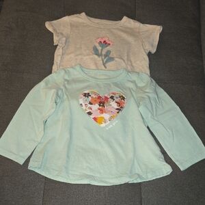 First Impressions Light Gray Tee with Pink Floral Design